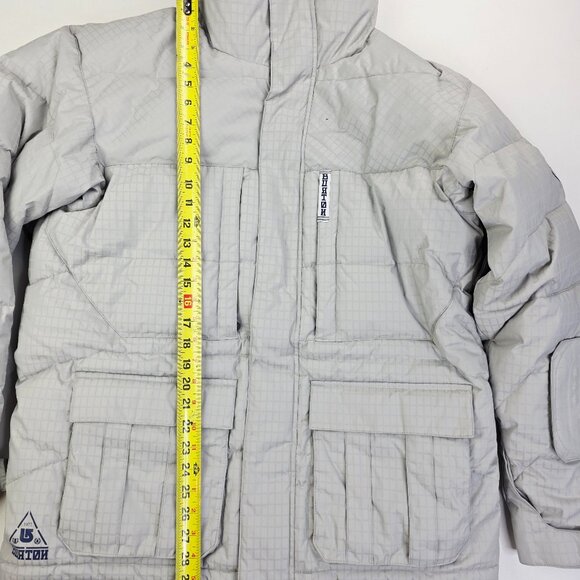 Burton Size Medium Mens Audex Gray Goose Down Puffer Hooded Jacket Snowboard Ski - Picture 9 of 15